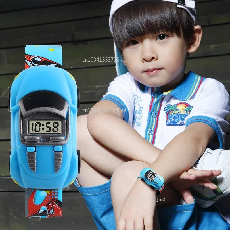 New Cartoon Car Children Watch Toy for Boy Baby Fashion Electronic Watches Innovative Car Shape Toy Watch Kids Xmas Gift