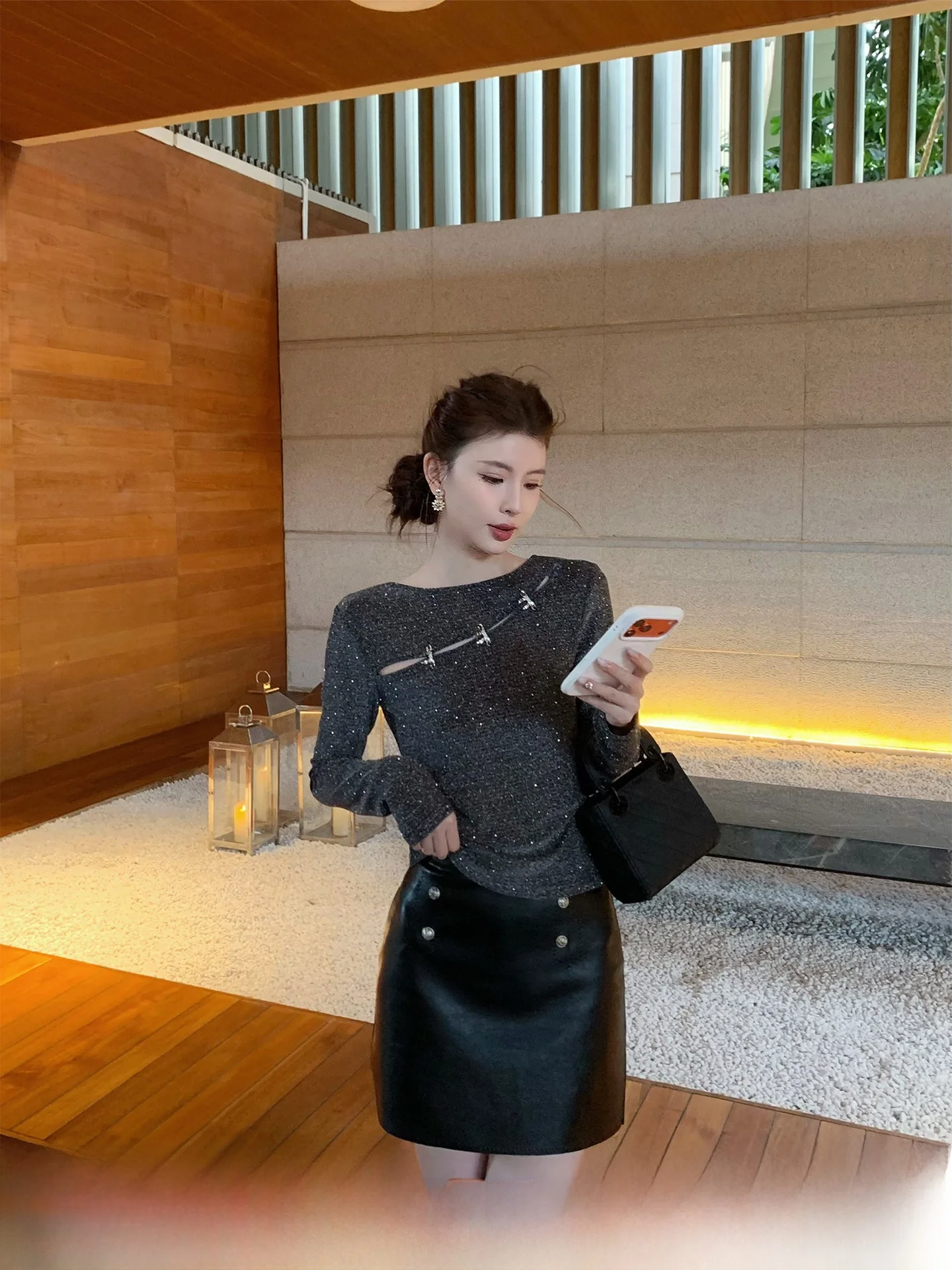 

Женский облегающий вязаный свитер Kun Total с стразами, базовый топ, новинка весеннего сезона, нейлон, полиэстер, спандекс, длинный рукав