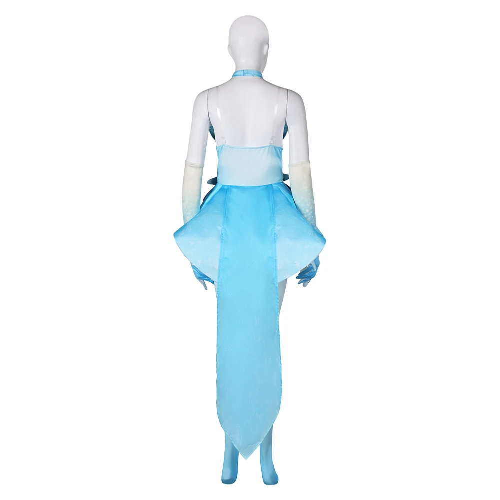 Costume de princesse pêche cosplay pour femme, robe patineuse, jupe, gants, tenues d'Halloween, fête de carnaval, adulte, filet imbibé