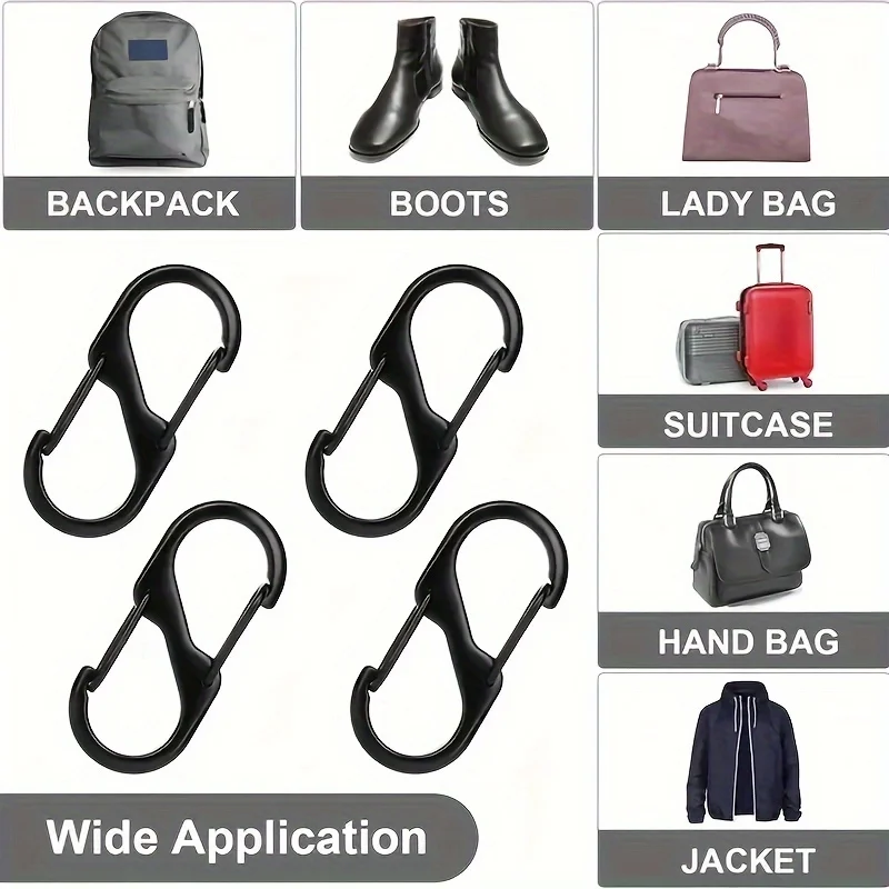 10 قطعة S على شكل حلقة تسلق معدنية مزدوجة السنانير حلقة تسلق المفاتيح مقاطع الربيع الصغيرة للتخييم الصيد السفر #3