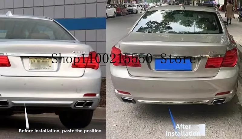سيارة لسيارات BMW 7 Series F01 F02 2009-2015 المصد الخلفي من الفولاذ المقاوم للصدأ الغطاء السفلي الكسوة صب مصد السيارة الخلفي الشفة تجديد تزيين #3