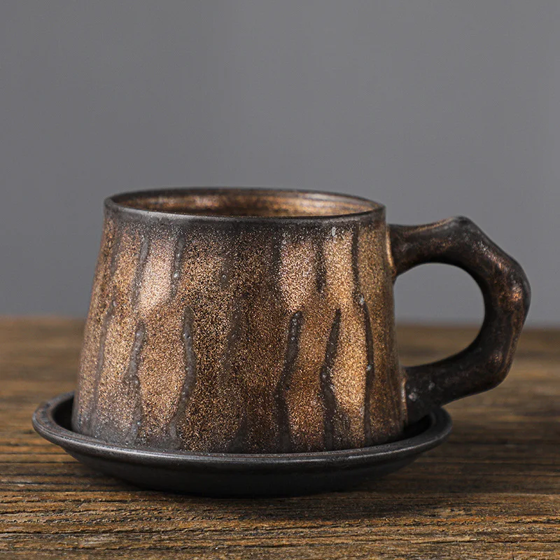 300 مللي الفخار الخشن خمر كوب ولوحة الإبداعية اليدوية قهوة اسبريسو القدح الأوروبي بعد الظهر الشاي لاتيه كوب طبق