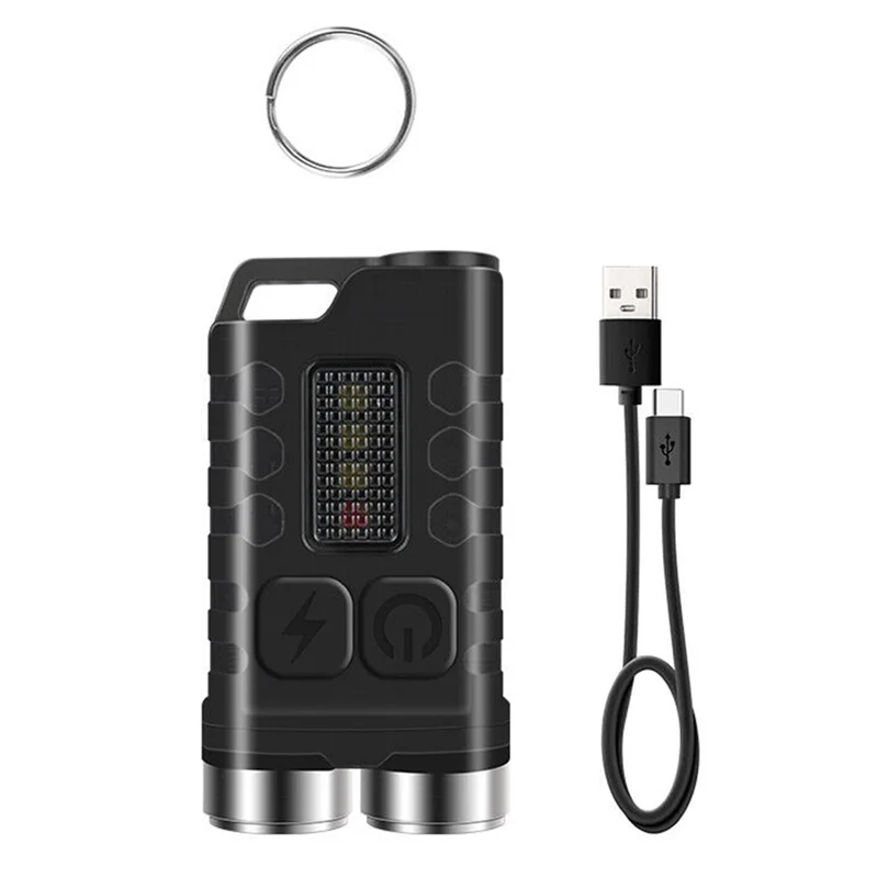 

AB7-V3 Keychain EDC Portable Flashlight 900LM Type-C Rechargeable with Magnetic Tailcap Mini Work Light for Camping-A
