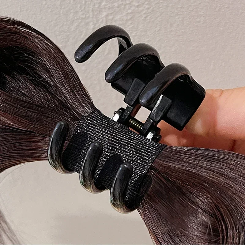 Women Simple Hair Claw Lazy Feather Ponytail Claw Korean Fashion Meatball Crab Clip Fake Hair Clamp High Ponytail Accessories