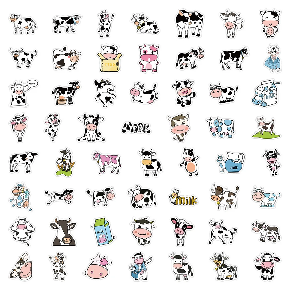 60 pcs adorable cow stickers without repetition Instagram style high beauty girl heart strawberry cow decoration waterproof