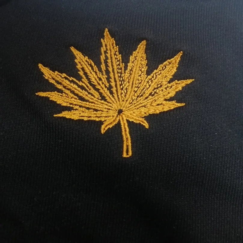Men's Cotton Maple Leaf Embroidered Short Sleeve T-Shirt Casual Loose Oversize Round Neck Tee Tops Luxury BrandA1