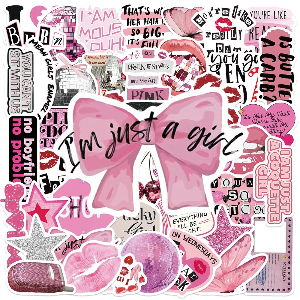 10/30/50 Stück Rosa INS-Style Ästhetische Y2K Mädchen Aufkleber Niedliche Graffiti-Sticker DIY Laptop Notizbuch Gitarre Cartoon-Aufkleber Spielzeug Geschenk