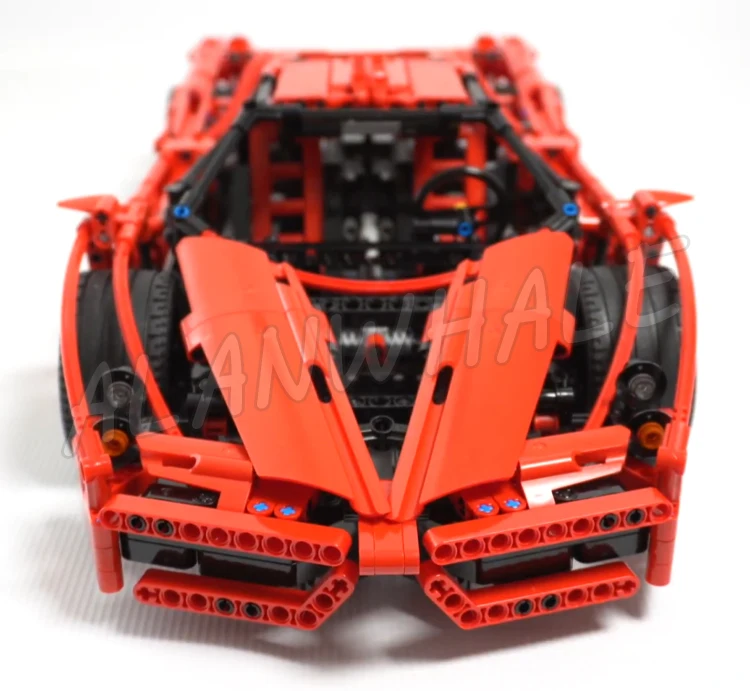 1360 peças técnicas escala 1:10 racer vermelho super carro de corrida v12 motor borboleta porta 10571 bloco de construção brinquedo compatível com modelo