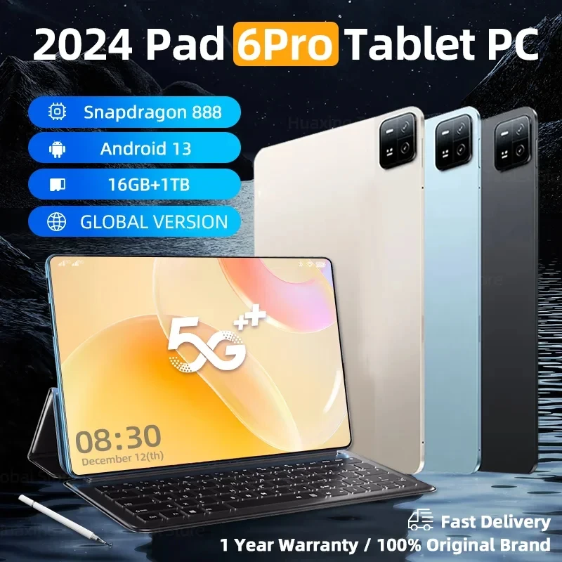 

Tablet PC Original Pad 6 Pro Global Version, Snapdragon 888, Android 13.0, 16GB, 1024GB, 5G, HD, Tela 4K, WiFi, Mi Tab, 10000mAh