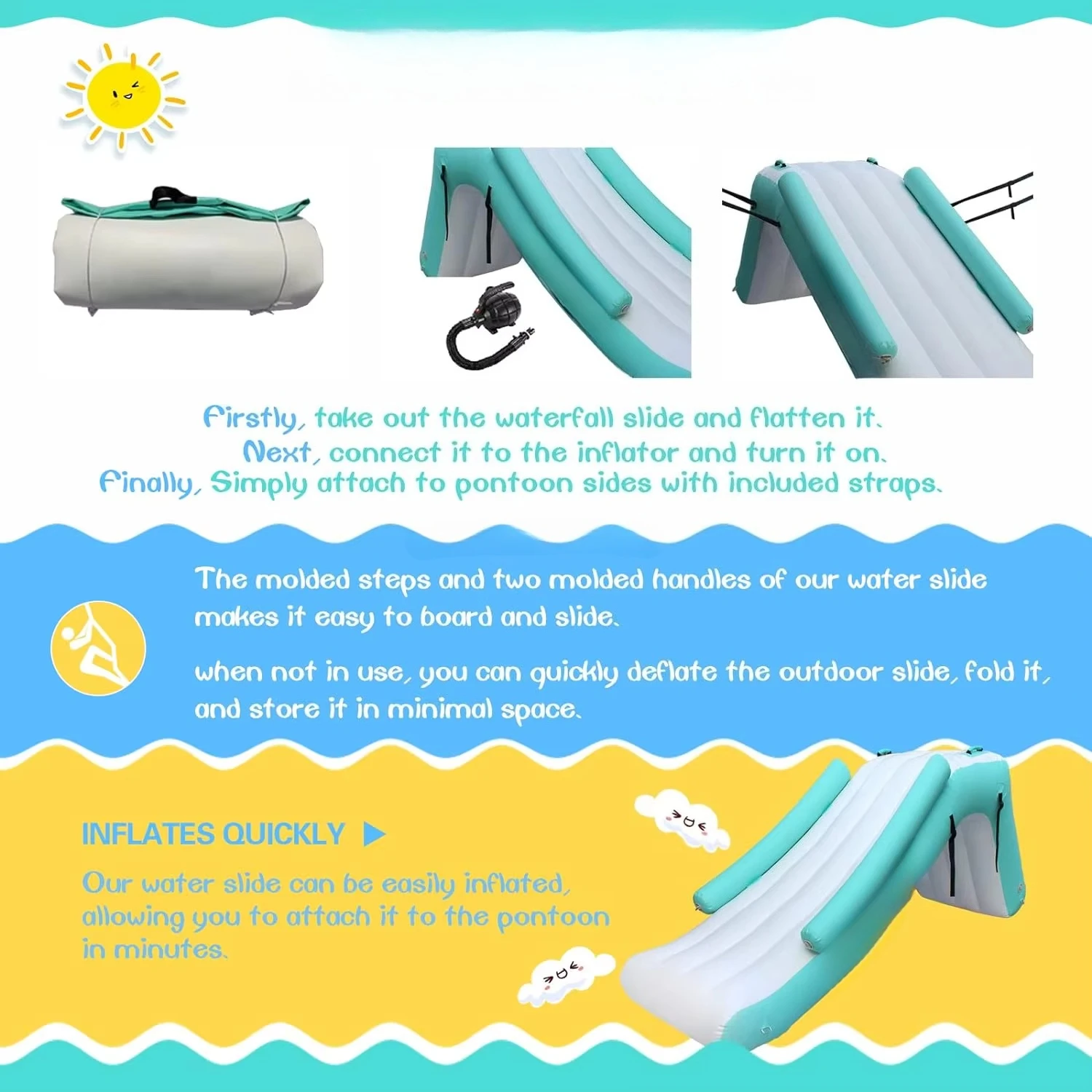 Water Park Games PVC Air Tight Inflatable Dock Floating Yacht Inflatable Mini Inground Pools Water Slide for Swimming Pool Slide