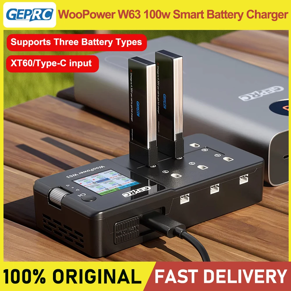 GEPRC WooPower W63 100W Smart Battery Charger Short Circuit Protection For LiPo LiHV LiFe RC FPV Quadcopter Drone