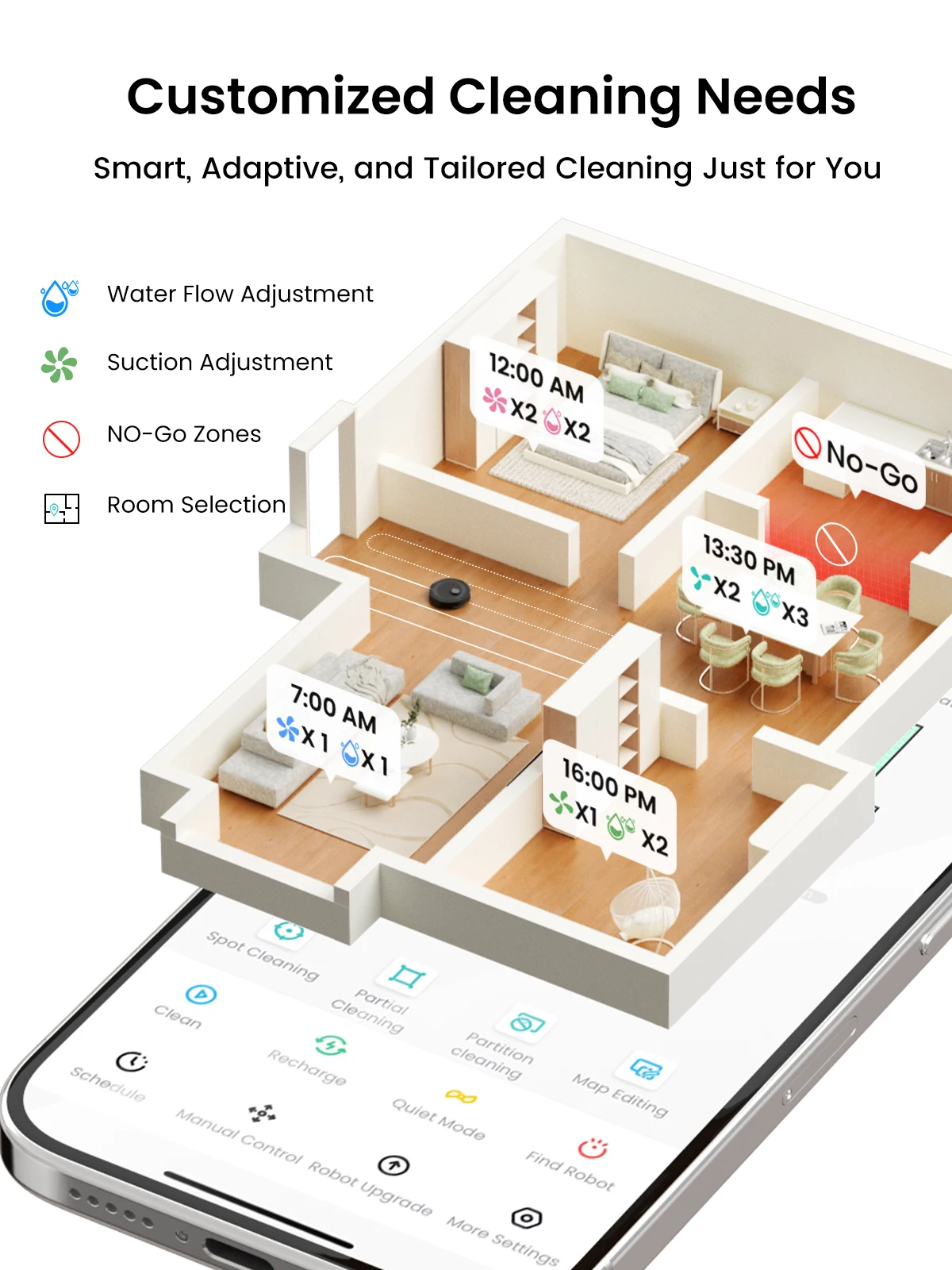 Robô aspirador Lefant com esfregão, autovaciamento, 6000Pa, navegação a laser DTOF, prevenção de obstáculos PSD, controle Wi-Fi/Alexa