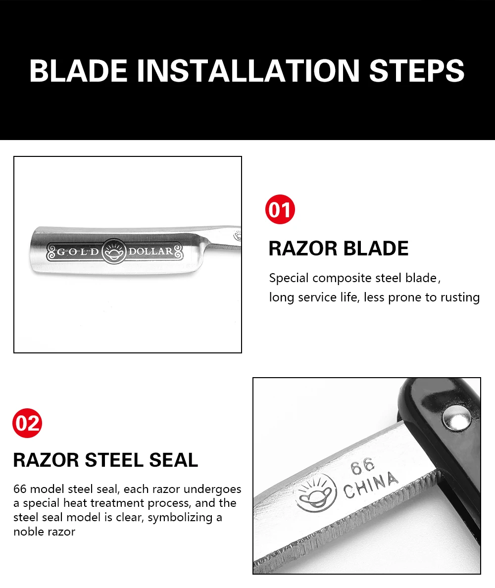 Klassische Straight Edge Barber Razor Schönheit Professionelle Rasiermesser Salon Qualität Manuelle männer Bart Cut Throat Shavette – Detail 4