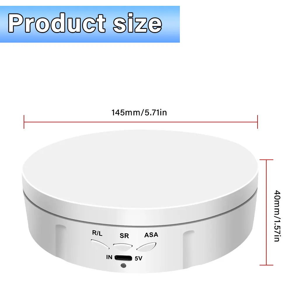 Elektryczny obrotowy stojak ekspozycyjny z lustrem, obrotowy o 360 stopni, uchwyt na biżuterię, zasilany bateryjnie, do fotografii, nagrywania wideo, rekwizyty, 145 mm