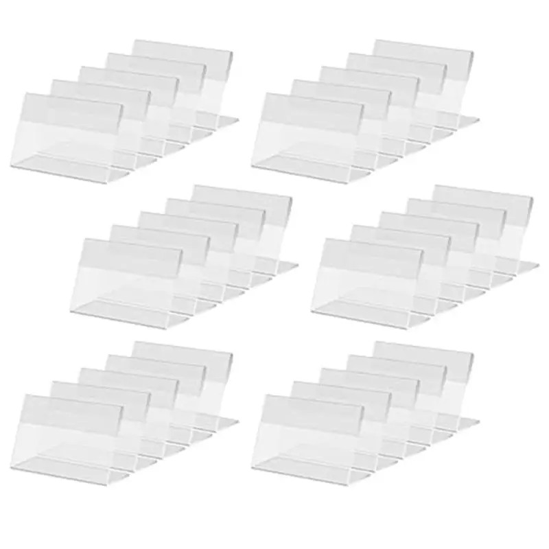 A45I 30 PCS Mini Clear Acrylic Sign Display Holder,Horizontal Slanted L-Shape Acrylic Name Card 7x4 CM