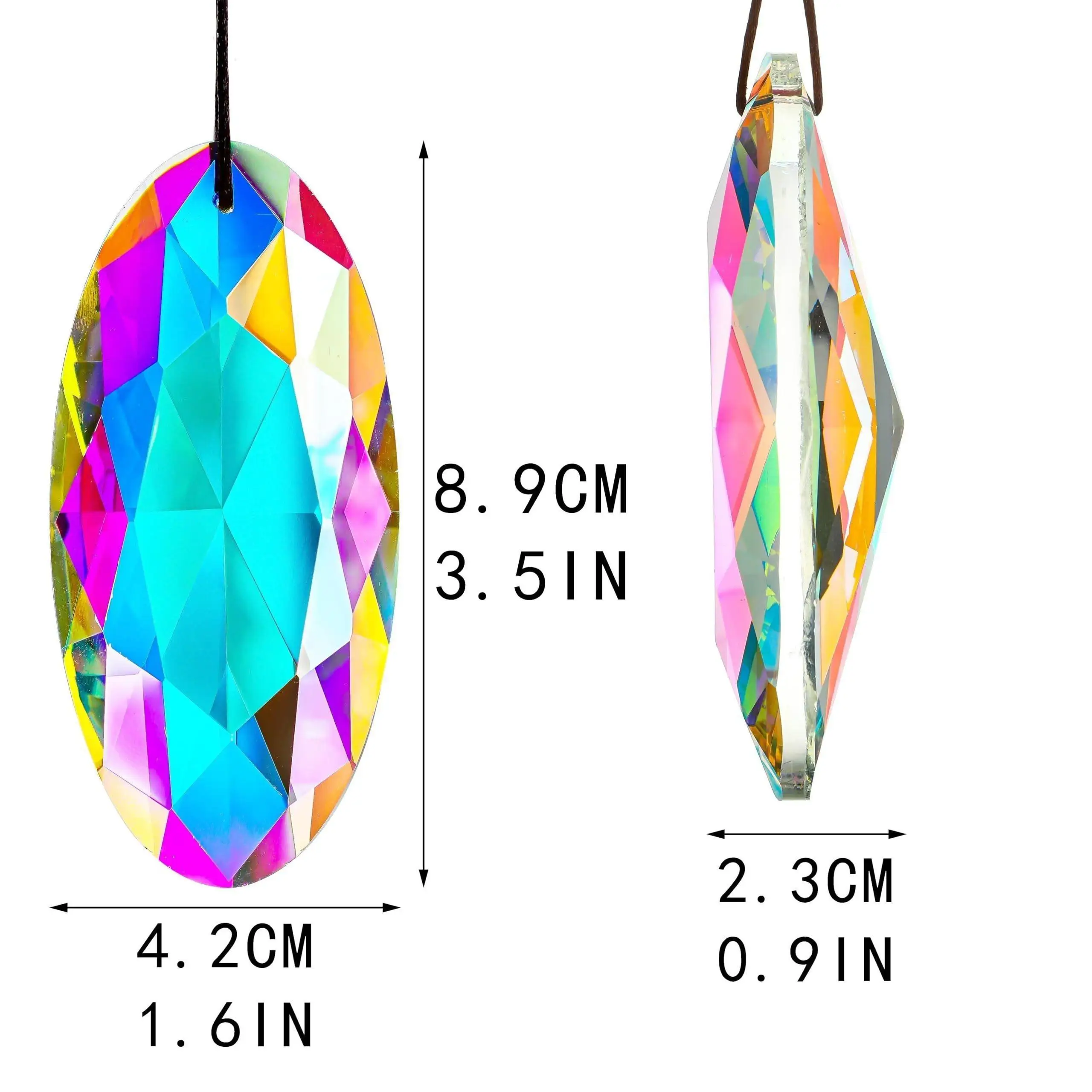 2PCS 89mm/3.5inch Suncatcher Crystal Prism Pendant for Window AB Color Glass Sun Catcher Prisms Hanging Crystal Diamond Prism Su
