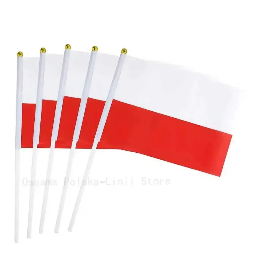 Stabilisierte Oscams 8 Linie Polska Hand wehende Flaggen für Europa 14x21cm weiß rot Polen klinkt kleine Flaggen