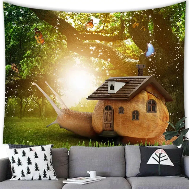 VIKAMA Fantasy Forest Bedroom And Living Room Background Fabric Dreamy And Childlike Wall Decoration Hanging Fabric, Home Decor