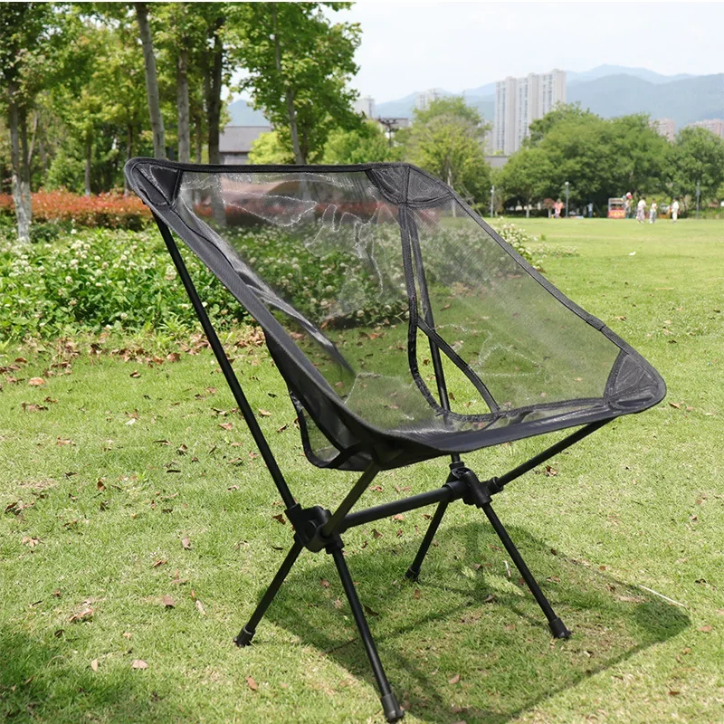 Outdoor Camping Chair Mesh Moon Chair Ultra-lightweight Portable Folding Chair Aluminum Alloy for Fishing Beach Picnic Camping