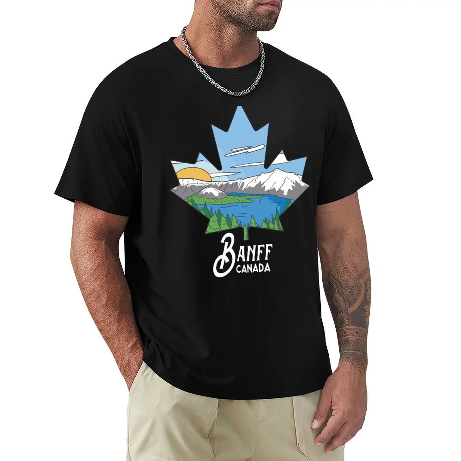 Banff Alberta Canada National Park Vintage Landscape T-Shirt Long Lasting Casual T-Shirt