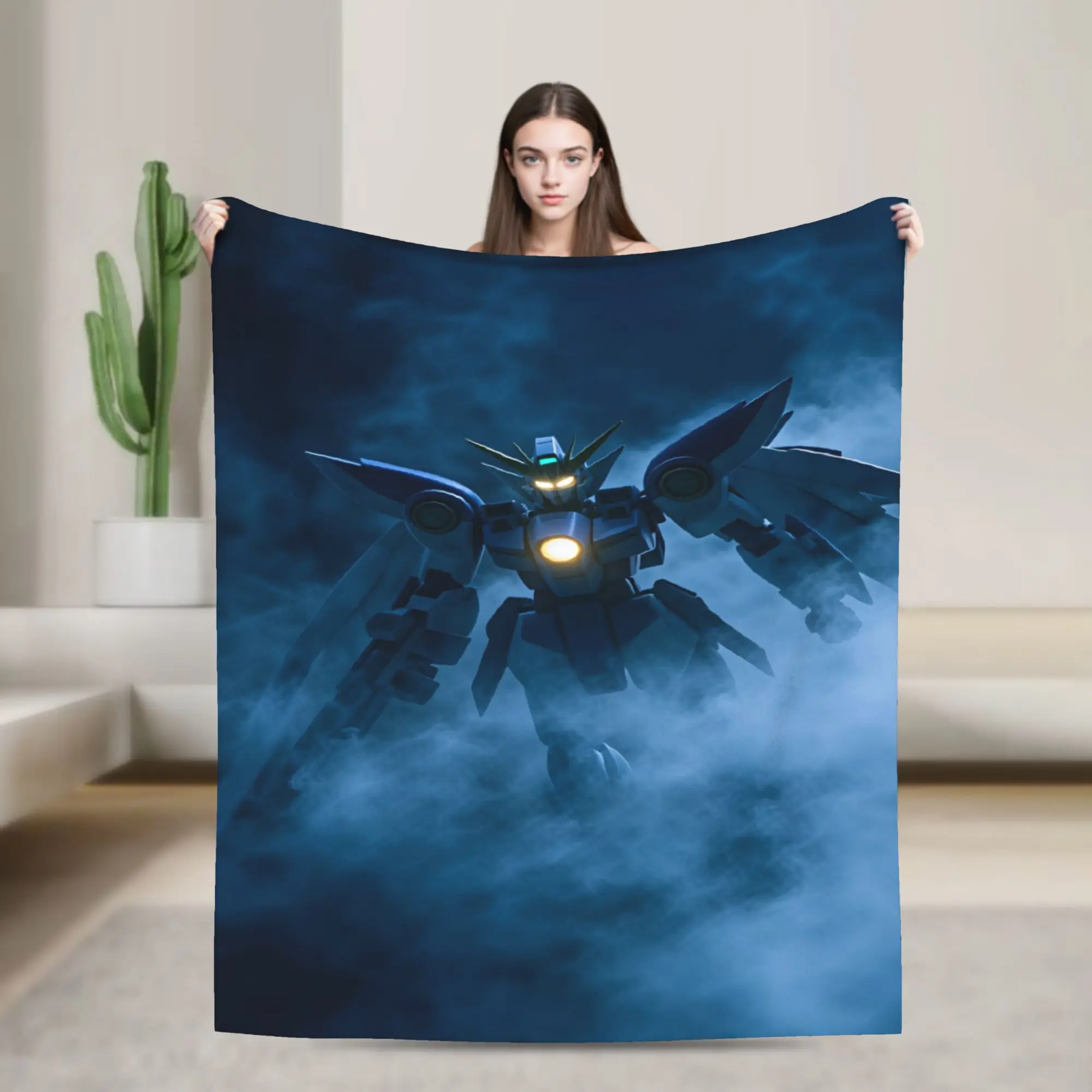 Mobile Suit Gundam Blanket  Super Soft Street Trend Plush Throw Blanket For Outdoor Travel Office Flannel Bedspread Bed Cover