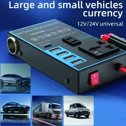 1500W Car Power Inverter 12V 24V To 220V Mobile Phone USB Charging Truck Home Socket Auto Charger Converter Adapter