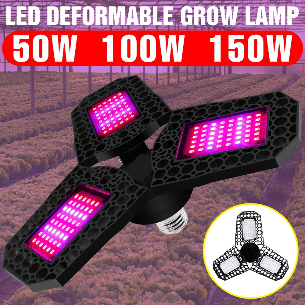 

150W LED Full Spectrum Plant Grow Light Bulb E27 Foldable Hydroponic Cultivation Fill Lamp Greenhouse Tent Flowers Vegs Lighting