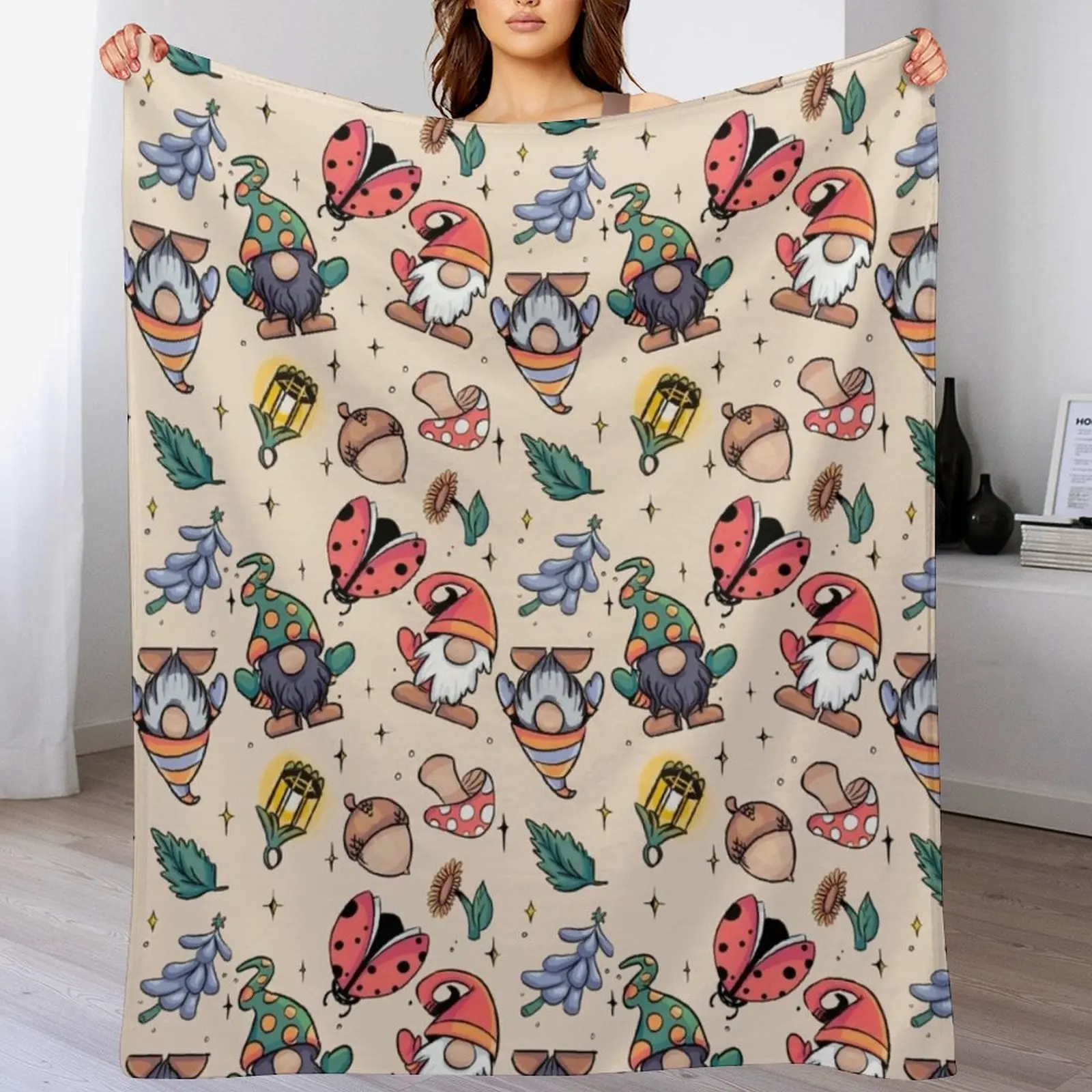 

New Gnoming Around! Throw Blanket Kid'S warm winter Loose Blankets