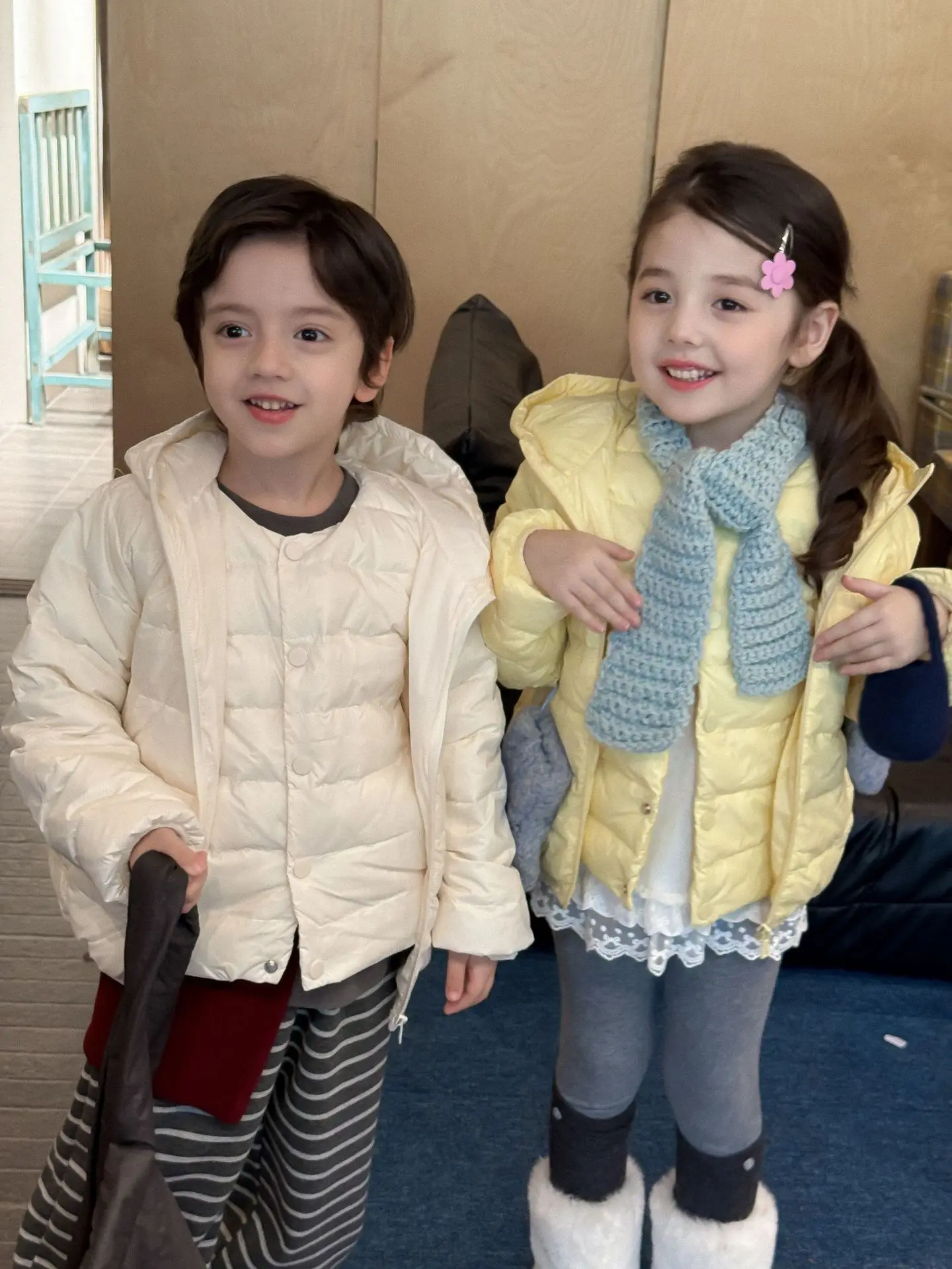 

UNITIM 3-8Y Baby Girls Down Jacket Winter 2025 Solid Thin Kids Baby Girls Down Coat Casual Hooded 90% White Duck Outerwear Coat