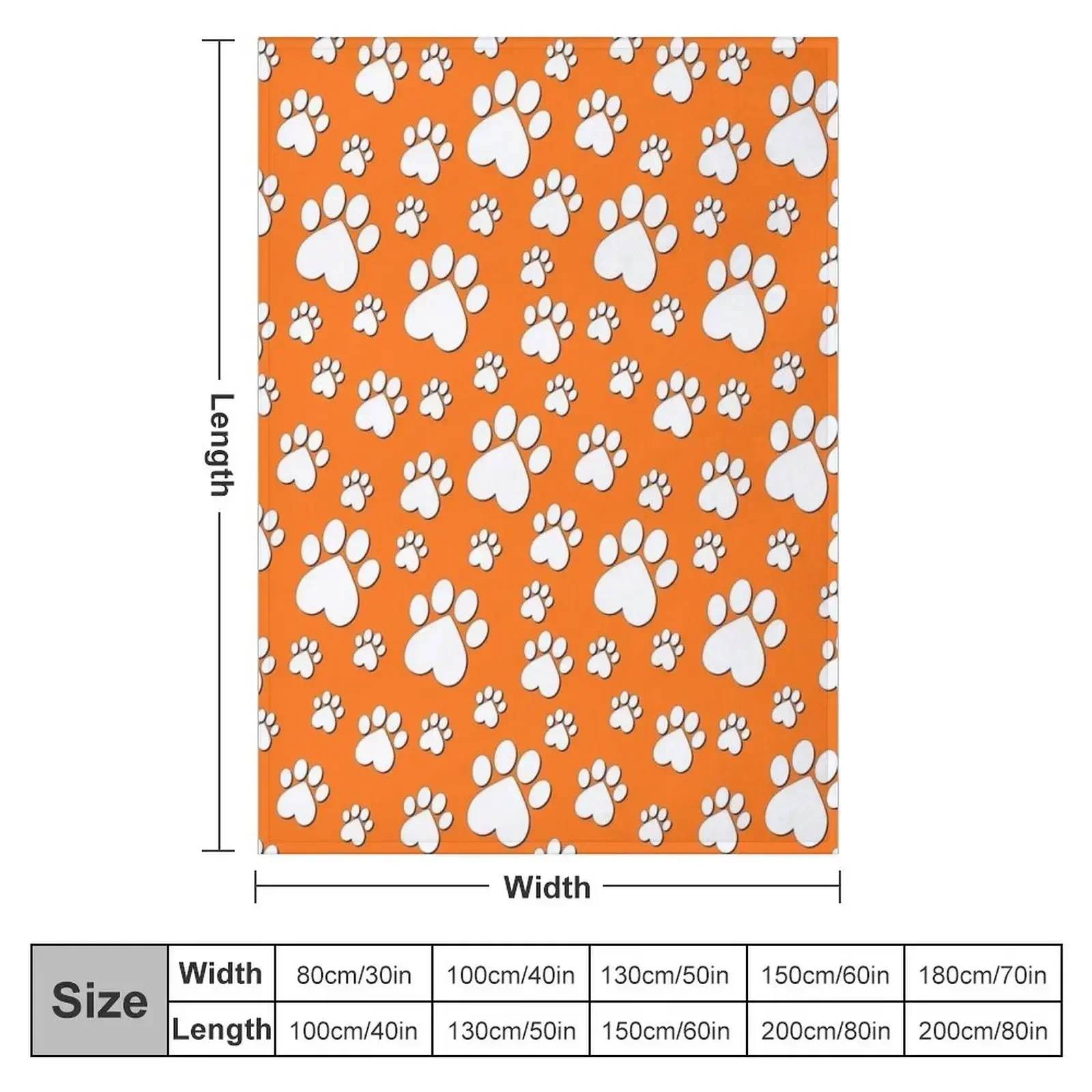 Halloween White on Orange Paw Pattern - Heart Paws with Outline Throw Blanket christmas gifts Quilt Vintage Hairys Blankets