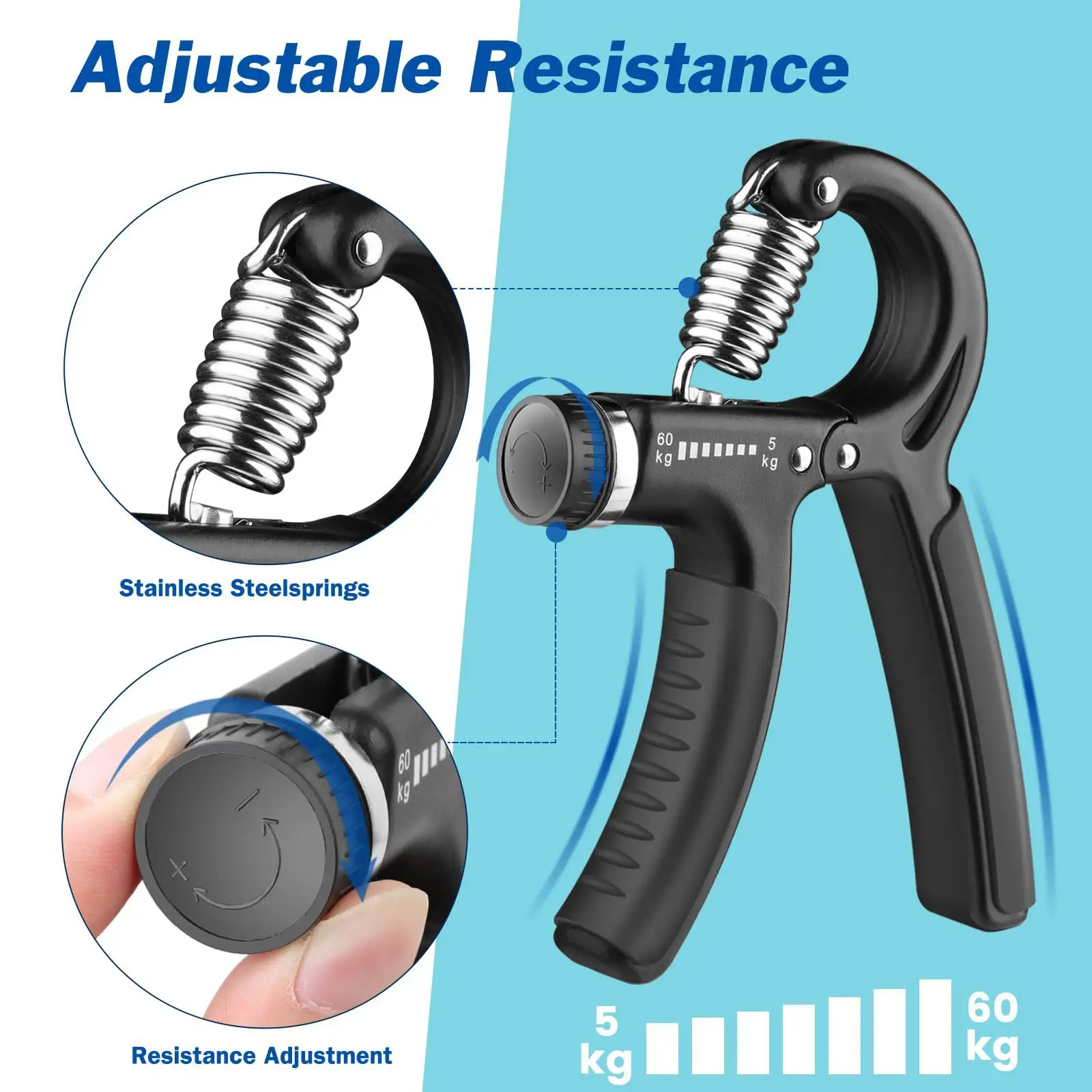 Adjustable R-Type Hand Grip Exercise Countable Strength Exercise Strengthening Pliers Spring Finger Pinch Wrist Expander