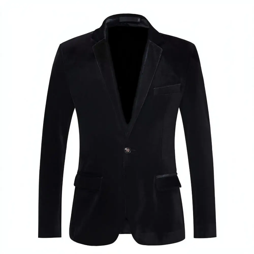 Mens Slim Fit Velvet Blazer Jacket Solid Color Casual Business Suit Coat Stylish Youth Fashion Formal Wedding Blazer Tops