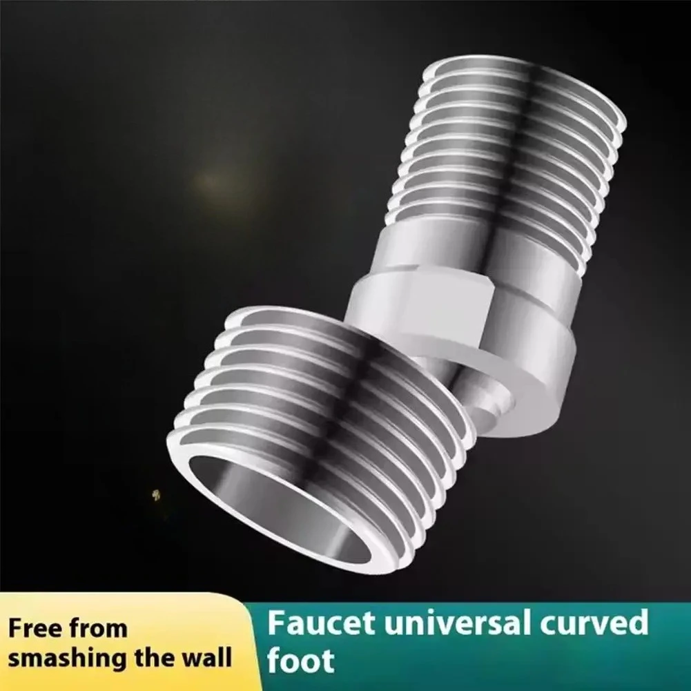 304 Stainless Steel 360° Rotatable Adjustable Eccentric Screw Angled Curved Foot Shower Faucet Adapter Bathroom Accessories