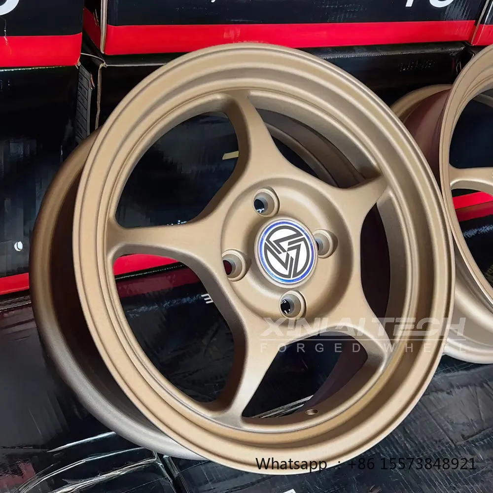 JDM Stance Deep Dish Forged Wheels Matte Champagne Gold 4x100 15 16 Inch for  GTI   MX5 Hellaflush