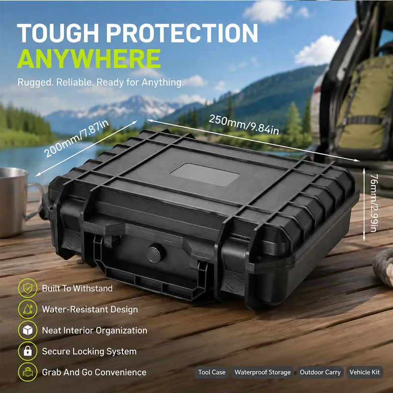 Boîte de protection multifonctionnelle portable, imperméable et anti-chute pour équipement de sécurité, boîte de rangement pour accessoires d'appareil photo et outils.