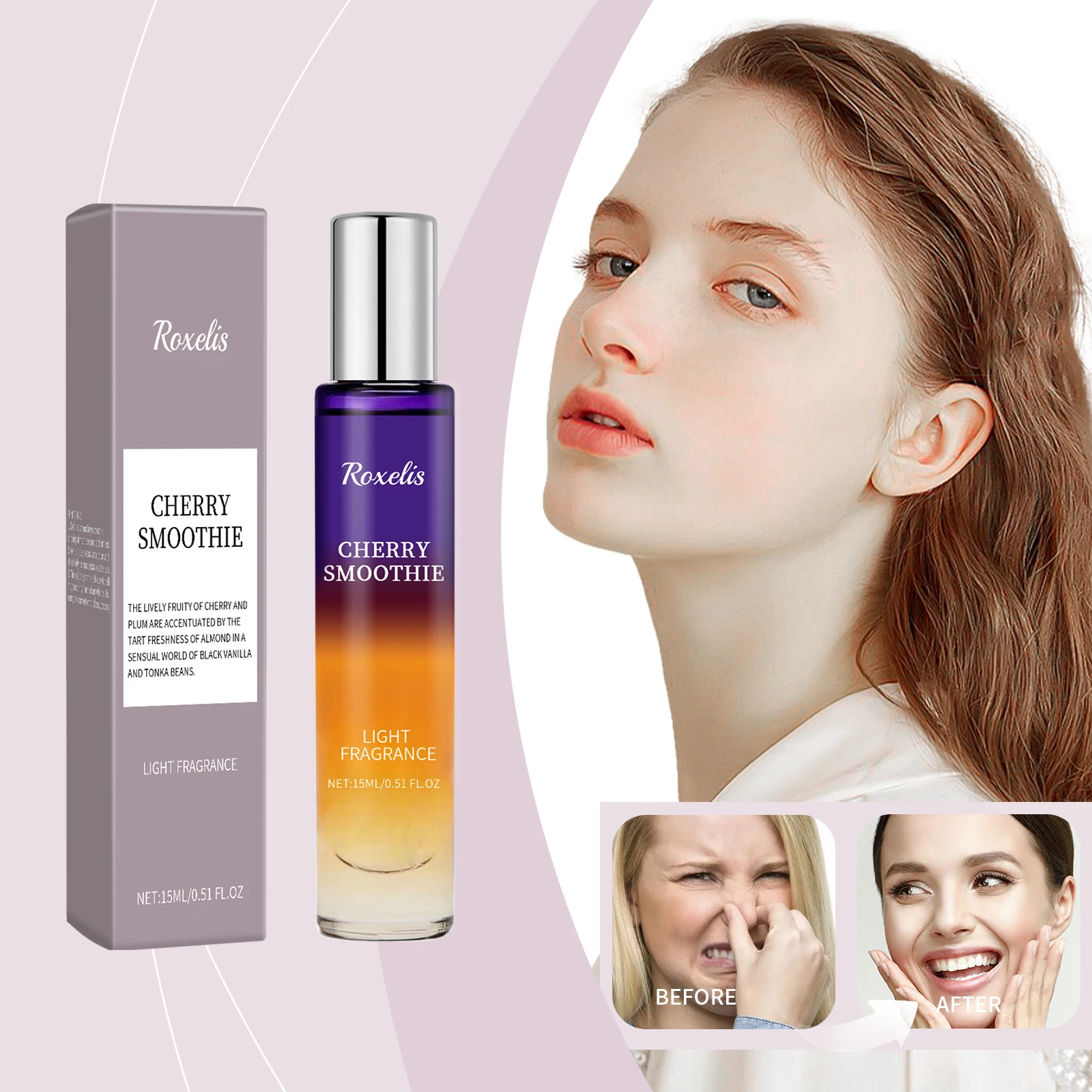 ROXELIS Cherry Smoothie Light Fragrance Lasting Charming Fragrance Natural Cherry Scent Portable For Dating Daily Use