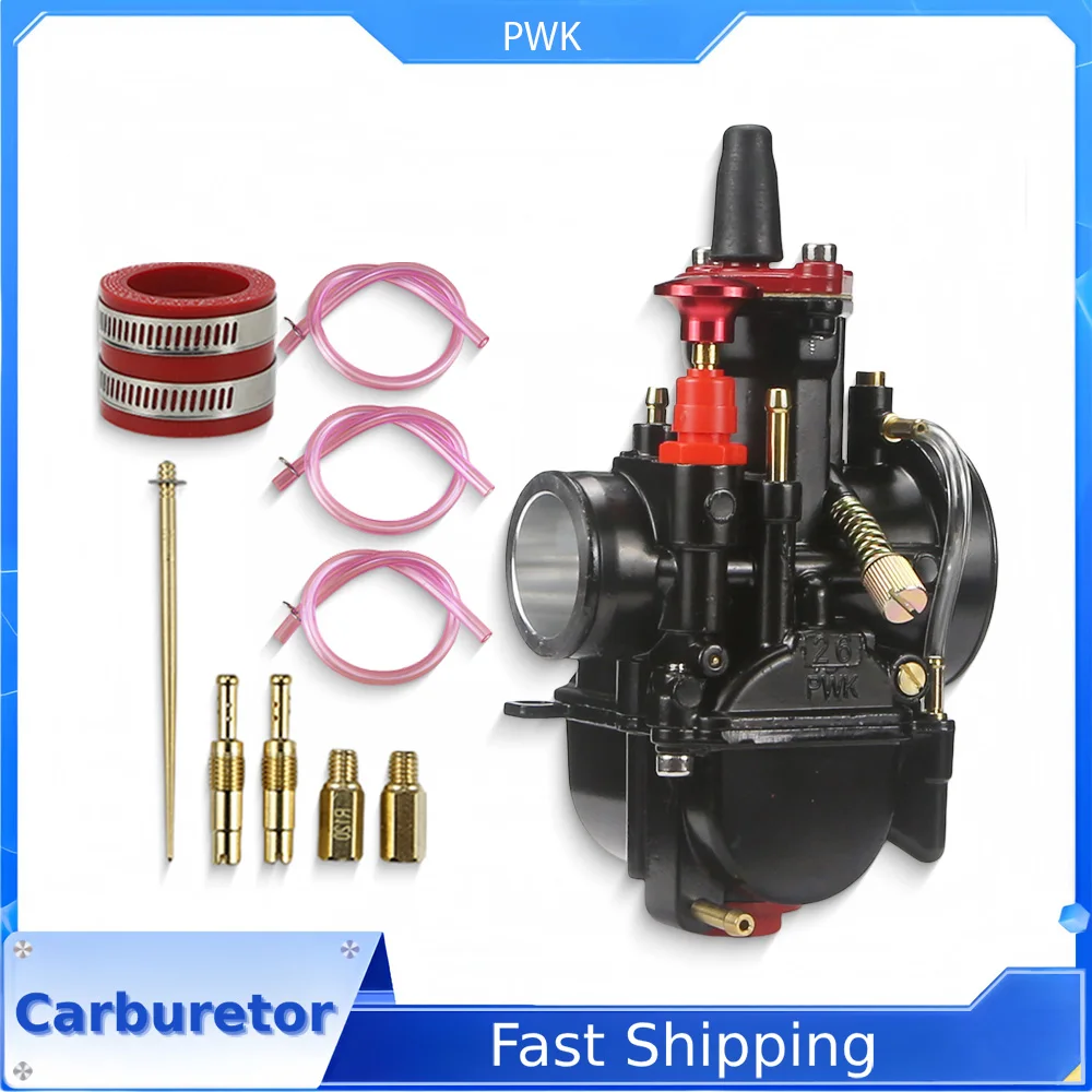 Flat Curtain Motorcycle Carburetor With Power Jet For Mikuni PWK 24 26 28 30 32 34mm Dirt Bike Motocross Racing Carb Modified