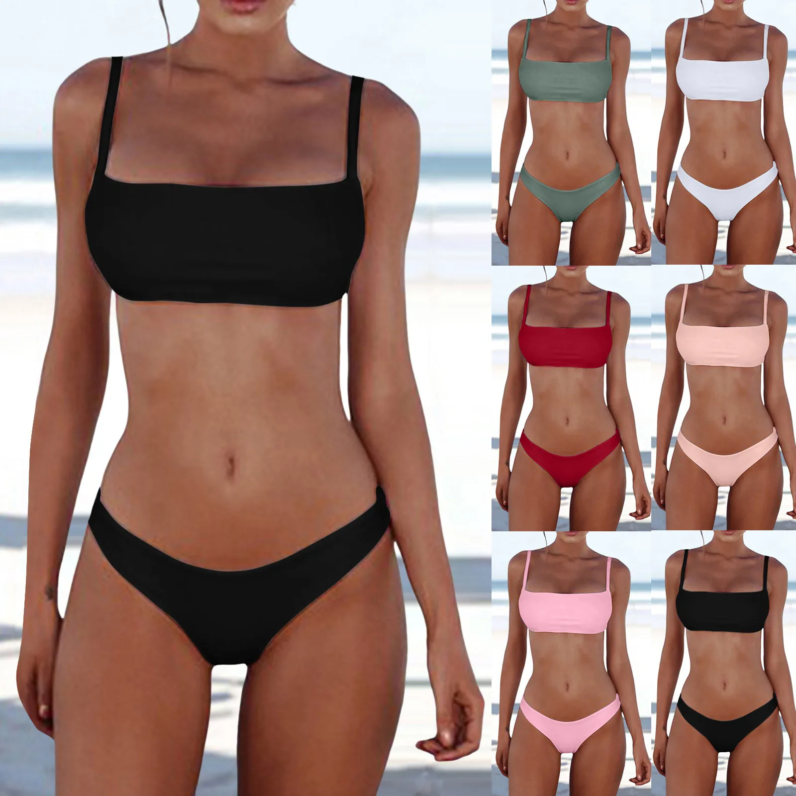 

Bikini Hotel Women Bandeau Bandage Two Piece Bikini Swimsuit Sexy Bikini Set Push Up Brazilian Full Coverage Bikinis for Women