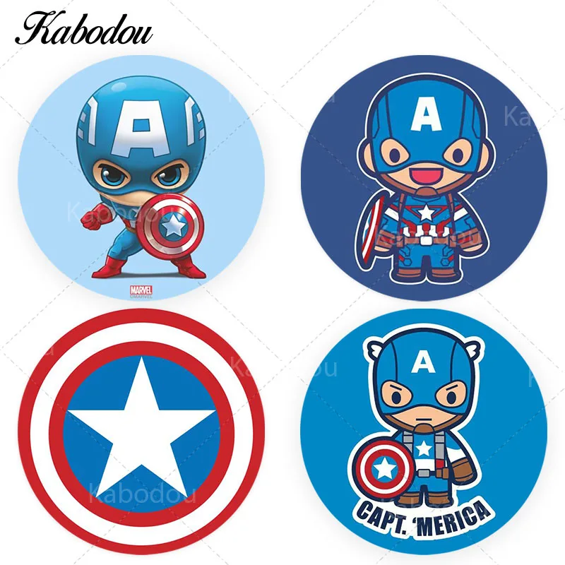 Captain America Circle Photo Backdrop Cover For Boys Birthday Party Marvel SuperHero Theme Round Photography Background