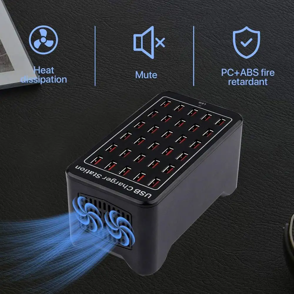 Chargeur USB 25/30 Ports HUB Station de Charge Rapide Universelle Multi-Ports pour Téléphone Portable et Adaptateur Secteur