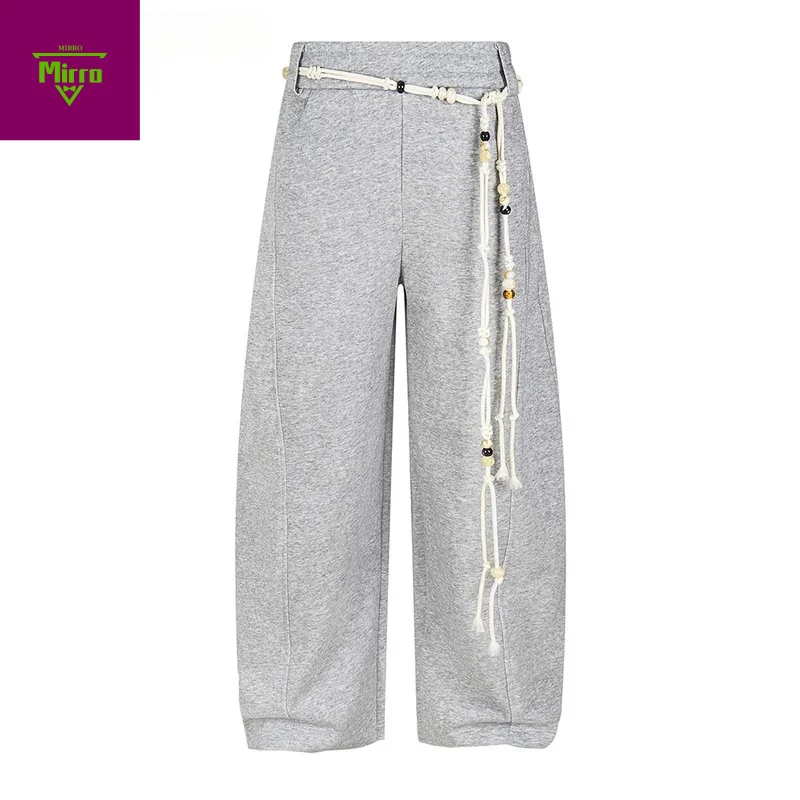 

【Mirrordust】Сплошные цветные сращенные спортивные штаны мужские осенне-зимние уличные эластичные талии широкие брюки мешковатые повседневные спортивные брюки мужские