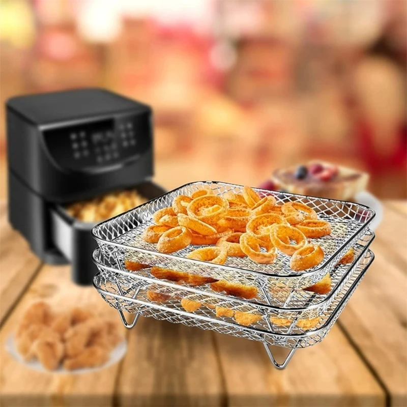 Rak Penggorengan Udara Multilapis Dehidrator Makanan Berdiri 304 Tempat Roti Panggang Tahan Karat