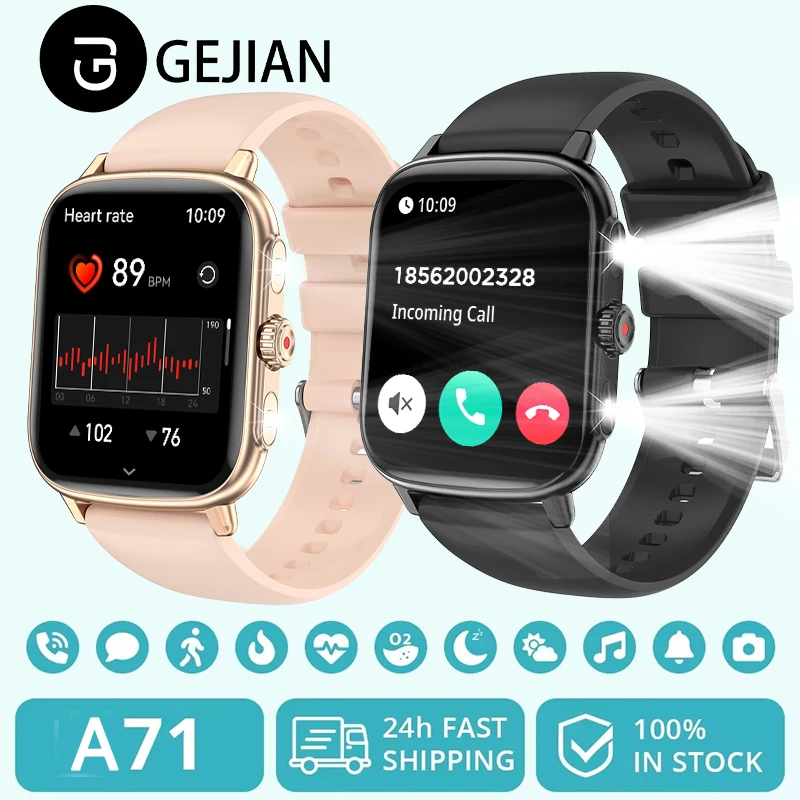 

2026 Outdoor Smart Watch Military Grade With Flashlight Bluetooth Call Health Monitoring150+Sports Mode Tracking IP68 Smartwatch