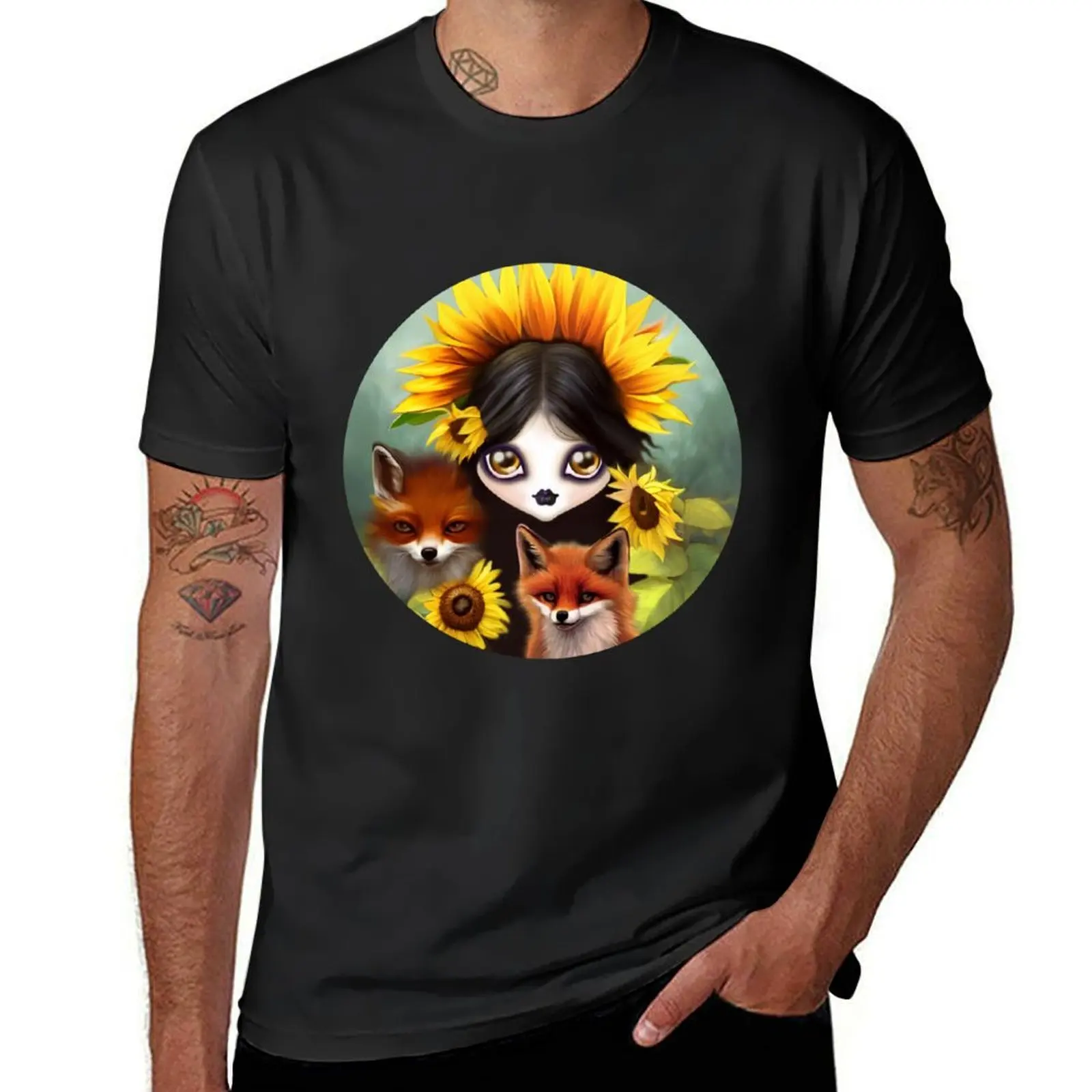 

Sunflower Girl T-Shirt quick drying graphics black t shirts for men