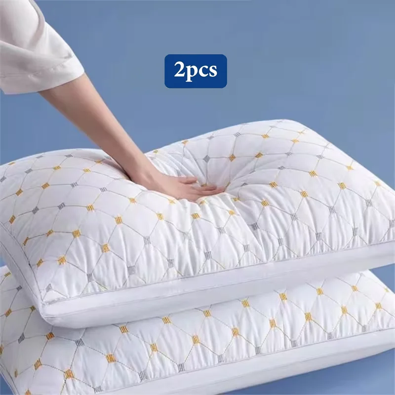 2pcs Luxury Cervical Spine Support Pillow,Ultra Soft Hotel Bed Pillow,Breathable Polyester Filling,Ergonomic Neck Support