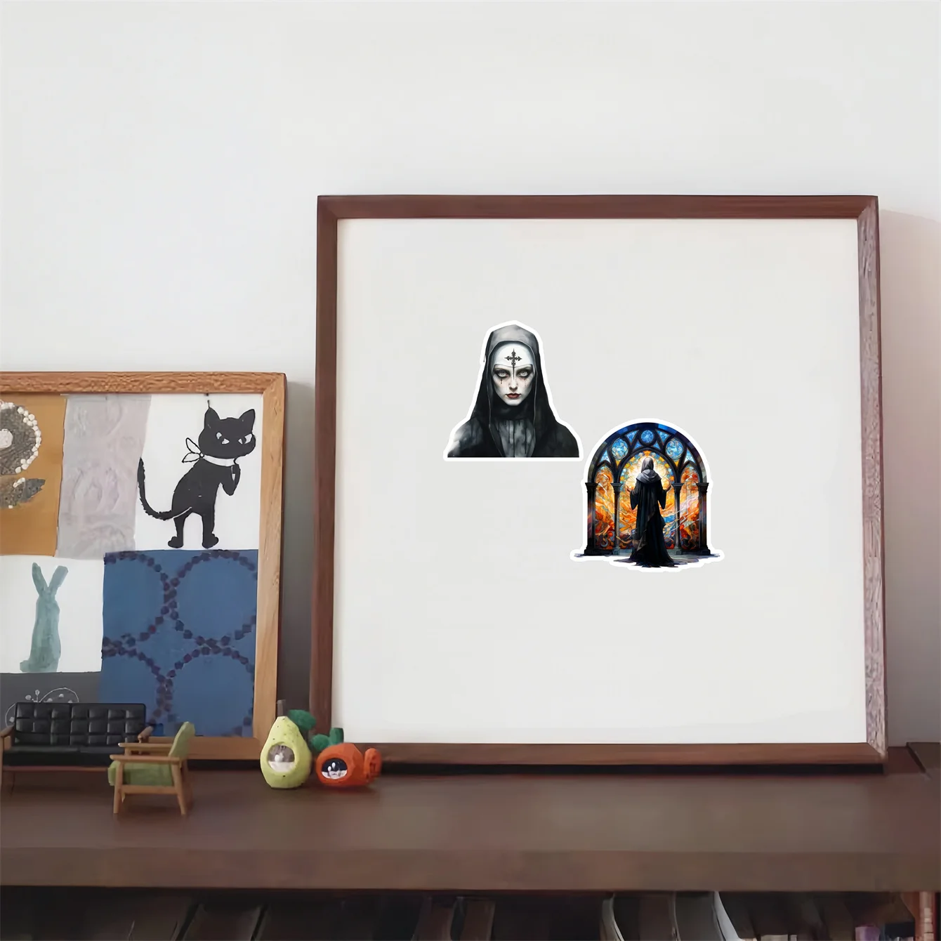 18pccs  Retro Dark Gothic style Horror Robe Repair Stickers Daily DIY Photo Album Mobile Phone Sticker Decorative Scrapbooking