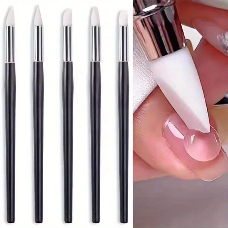 

5Pcs Silicone Gel Nail Brush Carving Emboss Hollow Pottery Sculpture UV Gel Manicure Brush Dotting Polish Acrylic Nail Supplies