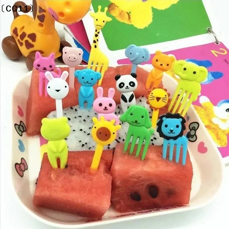 10Pcs/Set Kids Food Picks Fruit Fork Suitable For Toddler Lunches Decorative Food Picks Reusable Lunch Box Toothpick〔CC11〕