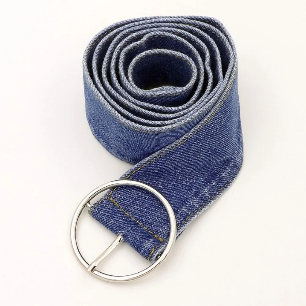 

Повседневный универсальный джинсовый пояс, широкий регулируемый ремень с пряжкой, винтажный женский ремень для женщин, юбка, рубашка в тон