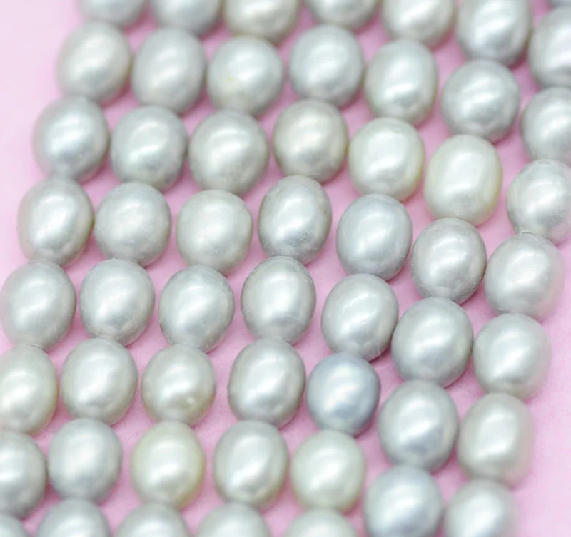 10PCS. Full company. 7-8MM AAA natural gray freshwater pearl loose beads 15